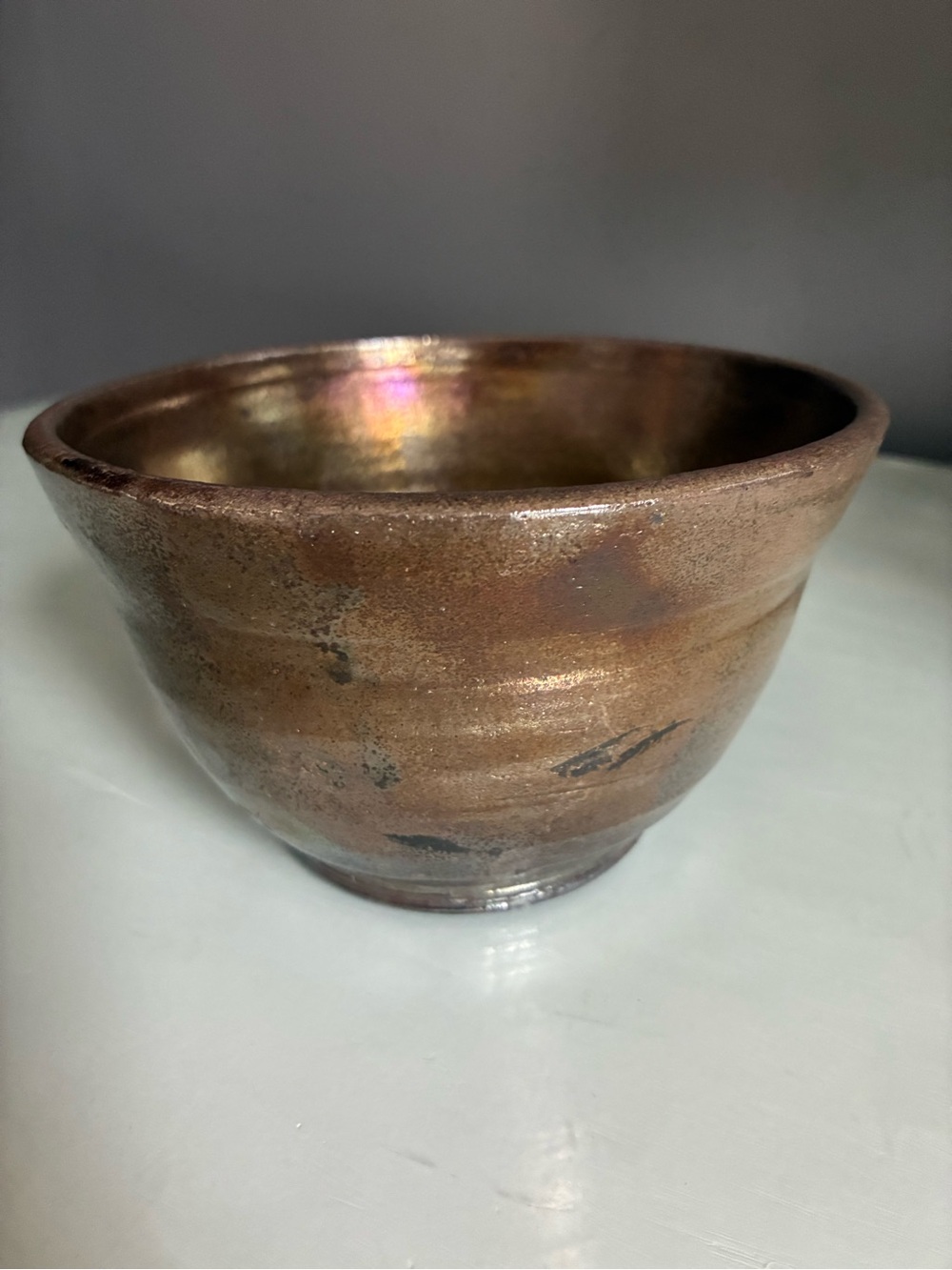Handcrafted Studio Pottery Ceramic Bowl in Iridescent Copper